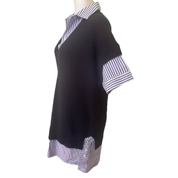 STAUD Bridget Wool Sweater Shirt Dress Womens Size Small Navy - Picture 4 of 13